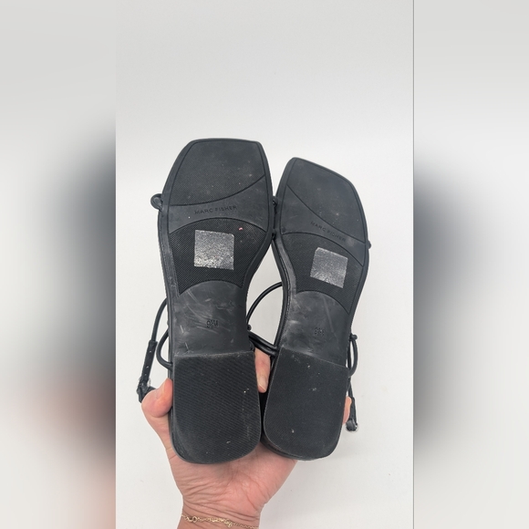 Marc Fisher Black Strappy Square Toe Lueth Sandals Size 9.5M - Picture 6 of 8